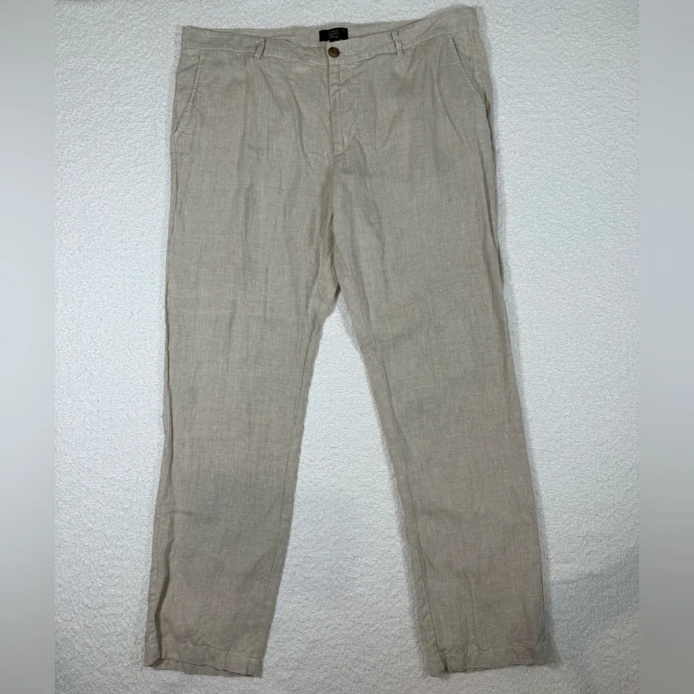 Club Room Men's 100% Linen Pants 38w/32L- sand